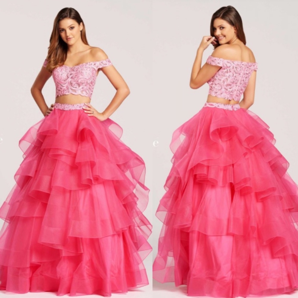 Mon Cheri for Ellie Wilde 2 piece ruffle ball gown